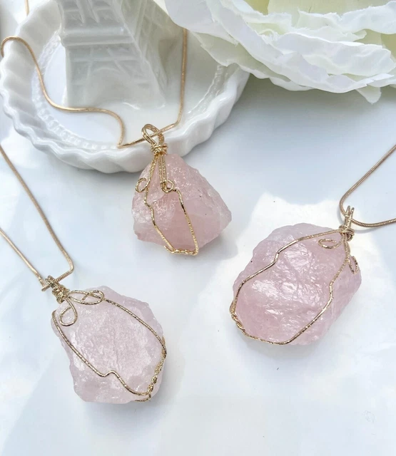 Natural Gemstone Necklace Chakra Stone Pendant Energy Healing Crystal with Chain 5