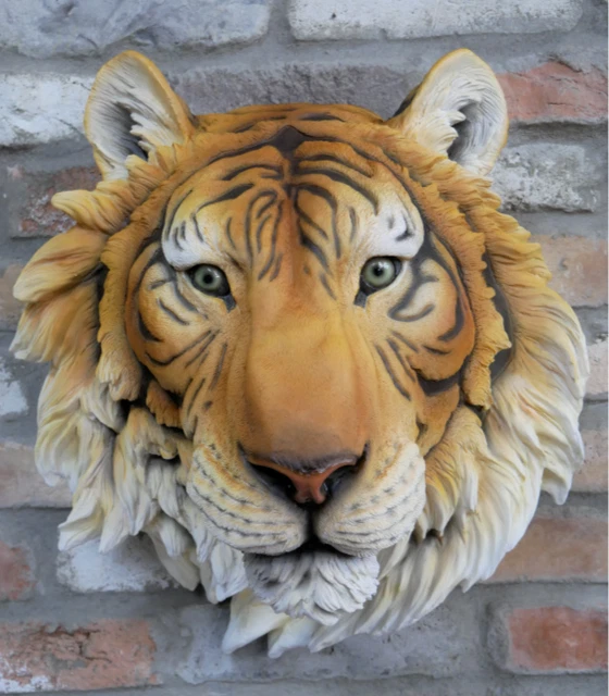 Tigerkopf 50cm hoch Harz Wandbefestigungsfigur