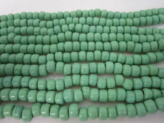 Green Opaque Glass Crow Pony Beads Jewelry Craft Bead  Necklace 100 pcs 9 x 6MM