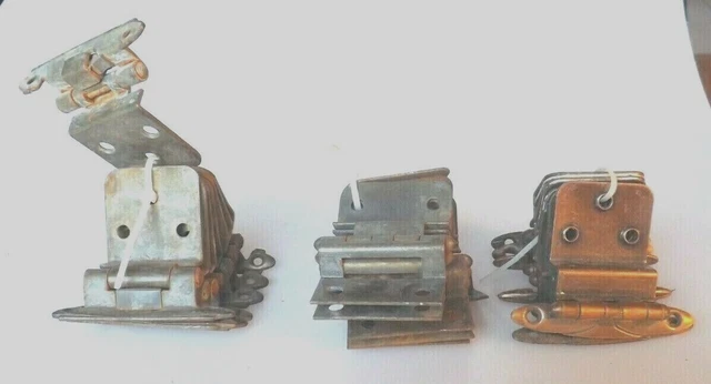 24 Piece Mixed Lot Cabinet Hinges Hardware Copper Brass 1967 Salvage Vtg