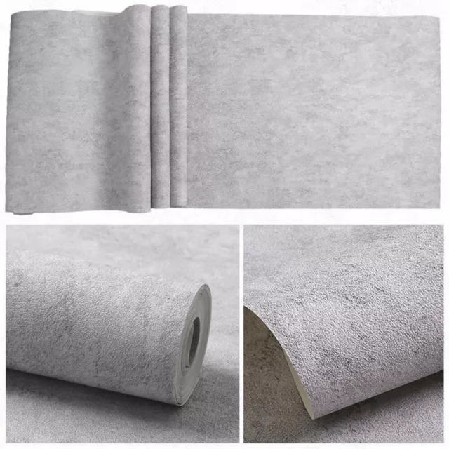 10M Grey Concrete Wallpaper 3D Modern Textured Slate Washed Cement Wallpaper AU 2