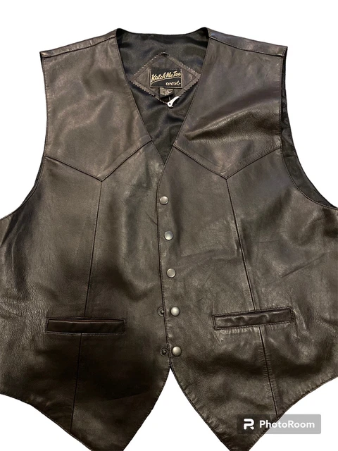 Vintage Katch Me Too Western  Men's  XXL Leather Vest Biker