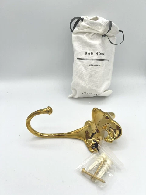 Rejuvenation Hardware Ram Unlacquered Brass Hook Cast C7571 Pottery Barn
