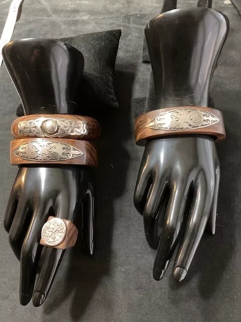 Very Cool Artisan Made Celtic Sterling and Mahogany Set From Film Collection