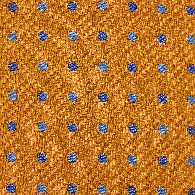 DAVID DONAHUE Mens Gold Blue POLKA DOT Self-tipped Handmade Woven Silk Tie EUC
