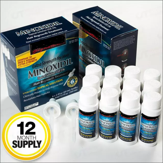 ⭐OFFERTA⭐KIRK MIN0XIDIL 5%-TRATTAMENTO CRESCITA  ANTI-CADUTA CàPELLI⭐KIT 12 MESI