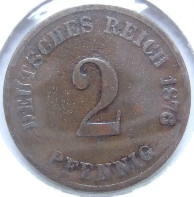 Moneta Reich Tedesco Impero Tedesco 2 Pfennig 1876 G IN fine