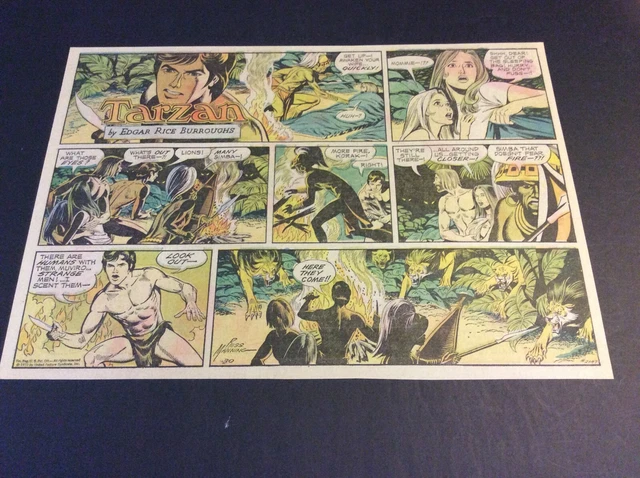#H07a TARZAN by Russ Manning Sunday Half Page Comic Strip ERB April 30, 1972