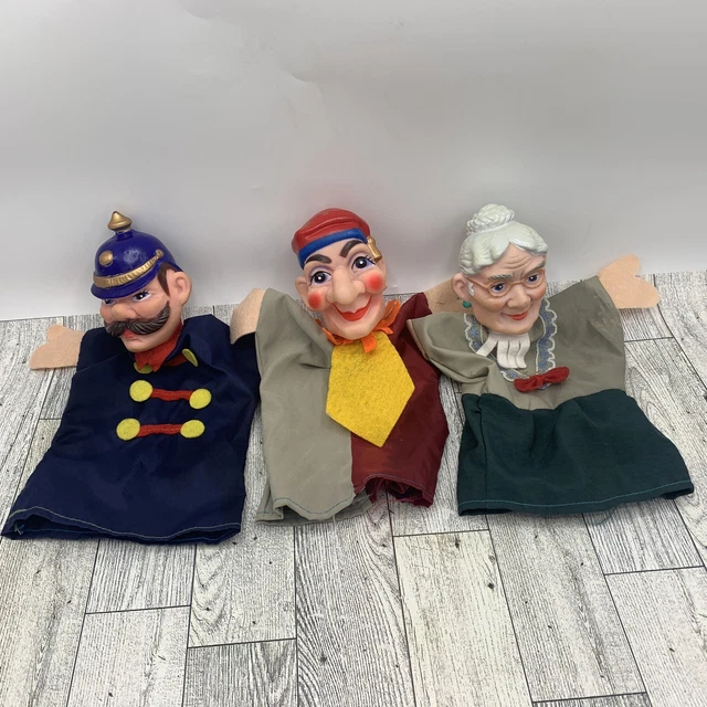 Vintage Mr. Rogers Lot of 3 Puppets Rubber Heads Sewn Bodies Police Queen Jester