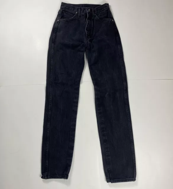 Vintage Wrangler Womens Bareback Riding Jeans Size 3 Black 80s High Waist