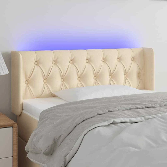 Vidaxl Testiera a LED Crema 93x16x78/88 cm in Tessuto