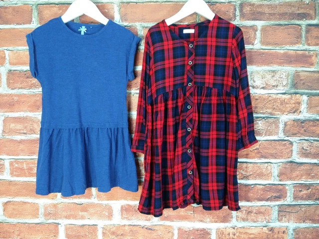 Girls Bundle Aged 4-5 Year 100% Next Red Blue Tartan Party Summer Dresses 110Cm