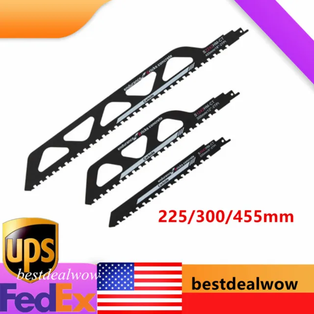 3 Piece Reciprocating Saber Saw Blades Board Brick Concrete Cement Cutting Tools