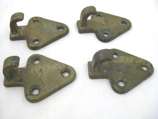 4 Vintage Spade or Tree Shaped Brass Coat Towel Hat Hook Lot 2½" Tall Heavy Duty