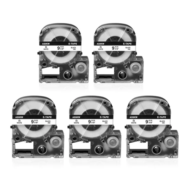 5PK 3/8" Compatible LK-3WBN LC-3WBN LK Tape for EPSON LabelWorks Black on White