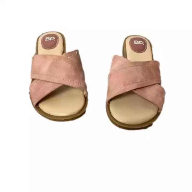 Bp Sandal WOMENS 6 Winnie-FAB pink suede criss cross strap slide sandal