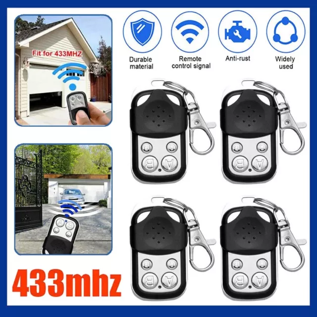 4PCS Universal Cloning Remote Control Opener Key Fob for Gate Garage Door 433mhz