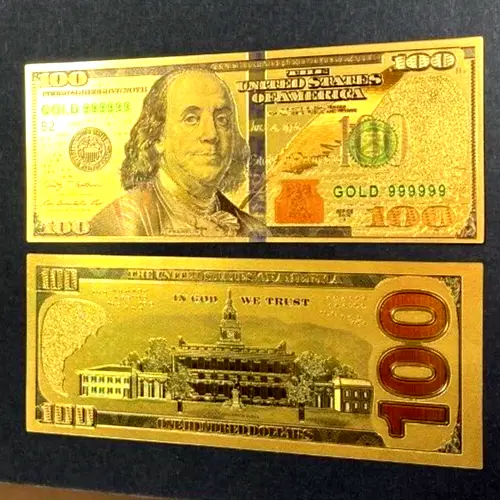 24K GOLD Plated Foil $100 Dollar Bill Collectible Novelty Collection Note Gift