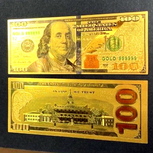 24K GOLD Plated Foil $100 Dollar Bill Collectible Novelty Collection Note Gift