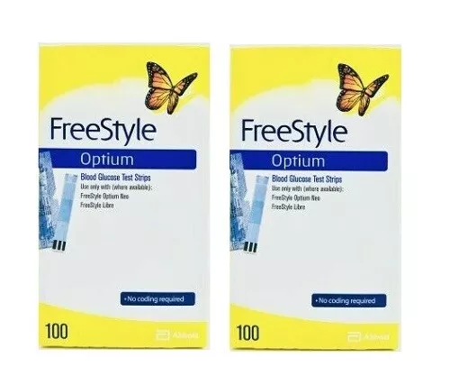 2 x Abbott Freestyle Optium Neo Blood Glucose Strips 100 Tests