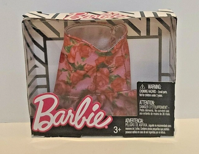 Mattel Barbie Fashion Outfit Red Floral Print Pink Skirt New