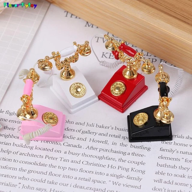 Telephone Retro Rotary Telephone Dollhouse Furniture Toys Miniature Phone Model