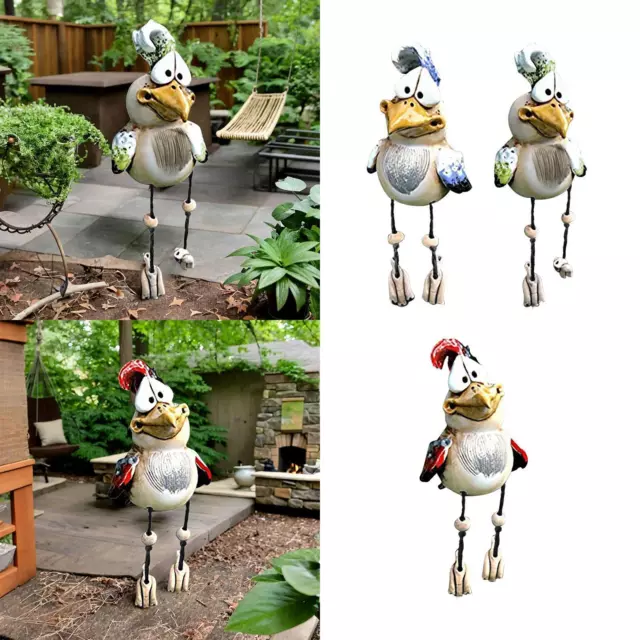 Chicken Statue Resin Figurines Sculpture Desk Backyard Rooster Garden Statue