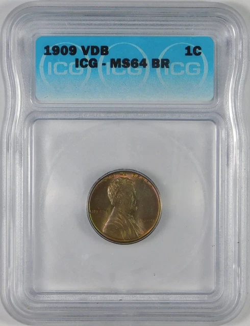 1909 VDB 1c Lincoln Head Cent Penny Coin ICG MS64 BR