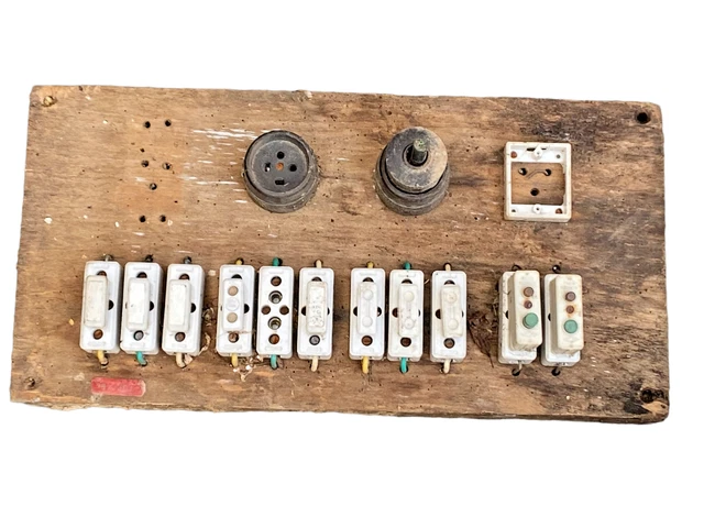 Ancien Tableau Electrique Porte Fusible En Porcelaine Prise Bakélite