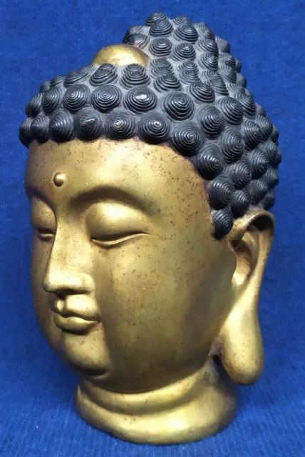 Antica Scultura Testa Di Buddha In Ottone Dorato - Epoca Inizio Xx Sec.