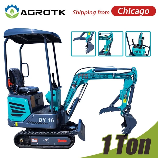 Mini Excavator 1 Ton Digger Engine Tracked Crawler Hydraulic B&S Gas