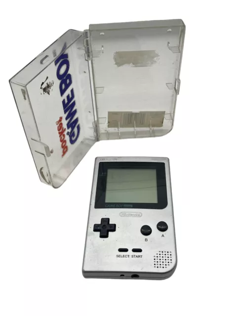 Nintendo Game Boy Pocket Spielkonsole Silber Gameboy Handheld Acryl Tragebox