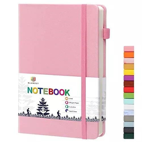 Lined Journal Notebooks with Pen Loop, Hardcover Notebook Journal for Pink