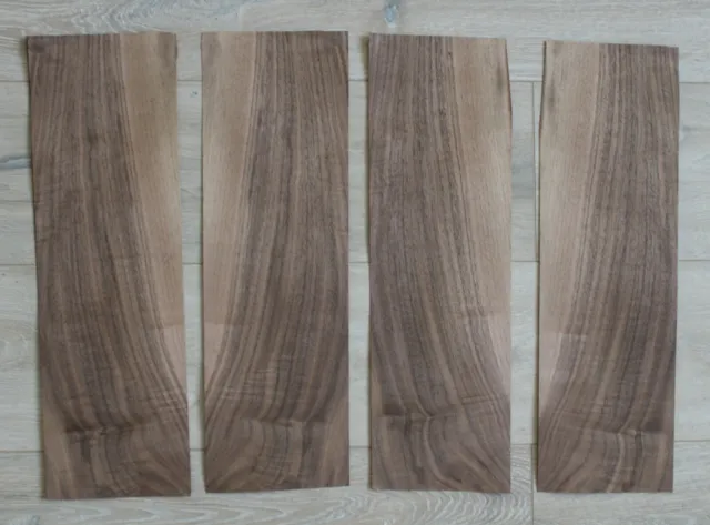 Walnut wood veneer, 5 sheets, ~47 x 14.5 cm (~18.5 x 5.7") 0.6 mm (~1/42)
