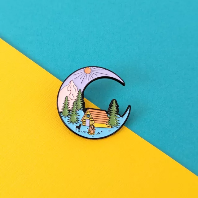 Outdoor Adventure Moon Enamel Pin Badge Wanderlust Camping Brooch Travel Gift