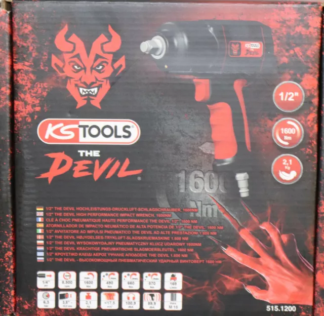 KS Tools Hochleistungs Druckluft Schlagschrauber The Devil 1/2" 1600Nm