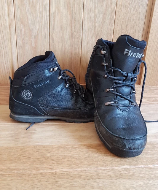 MEN'S BOYS FIRETRAP Boots, Size 8, Black, Rhino Boot, Leather