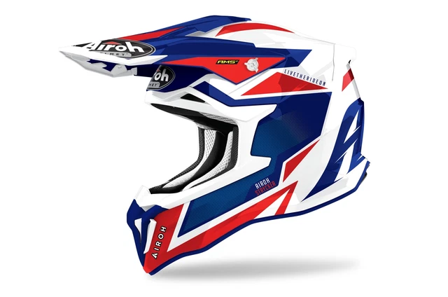 Stka55M - Casco Off Road,Cross, Airoh Strycker Axe Blue/Red Gloss,Helmet,Euro...