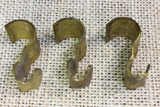 3 Old Picture Molding Rail Hooks Solid Brass Flower Vase Painting Hangers 3