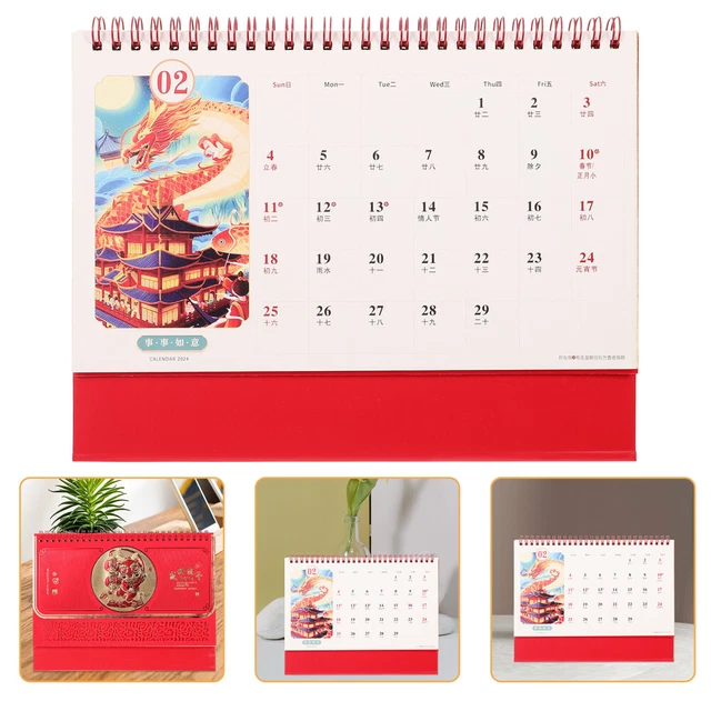 TABLETOP 2024 CALENDAR Decorative New Year Calendar Freestanding