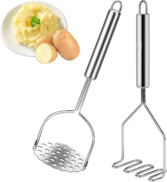 2 Pack Potato Masher, Heavy Duty Stainless Steel Potato Masher Kitchen Tool for