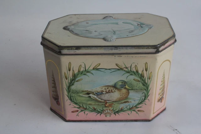 Ancienne boîte ronde en tôle lithographiée - Décoration
