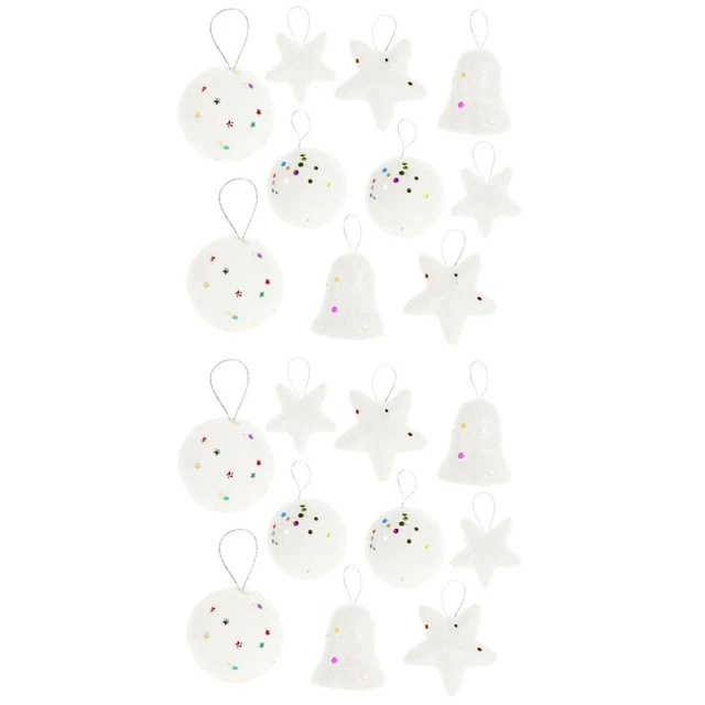 240 Pcs Glitter Christmas Ball Star Bell Foam Pendant Party Supplies