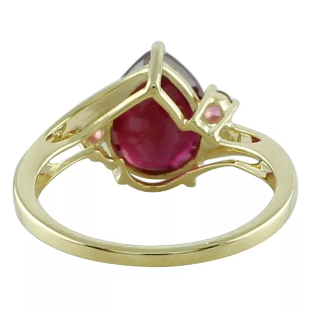 Stunning Ruby Gf Gemstone Pear Shape Jewelry 10k Yellow Gold Ring 3