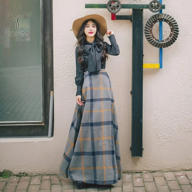 YOSIMI 2019 Autumn Winter Bow Neck Full Sleeve Blouse Shirt Top and Woolen