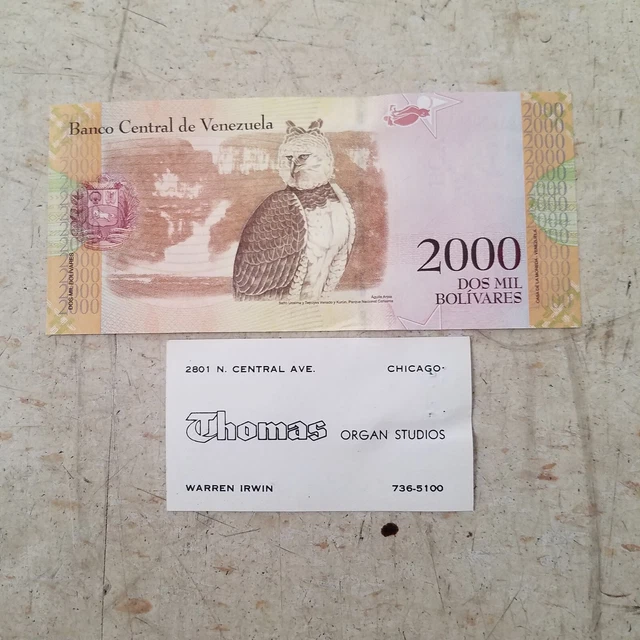 Warren irwin thomas organs Business Card Music LOT Foreign currency Venezuela JJ