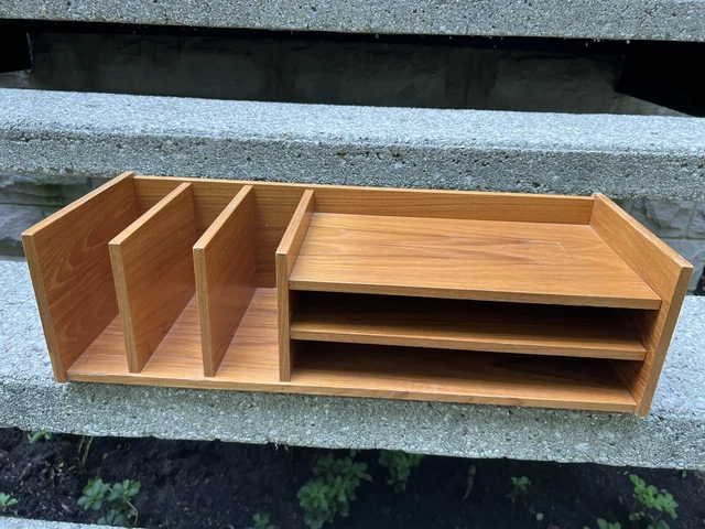 Teak Desk Organizer Mail Tray Mid Century - likely Pedersen & Hansen Viby J