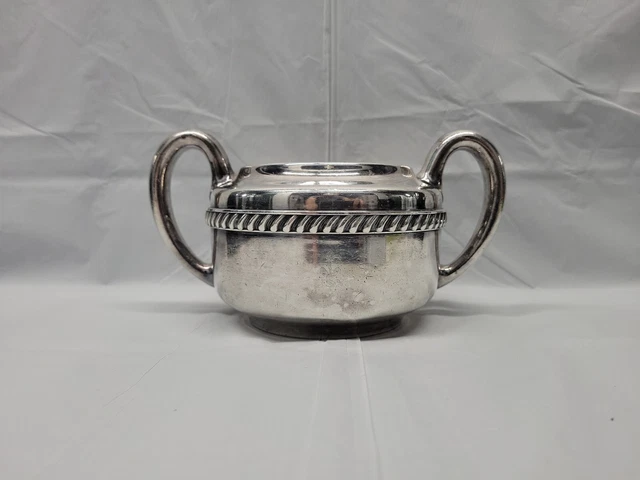 WWII Reed & Barton US Navy Silver Soldered Coffee Tea Sugar Bowl 3000 # 4580