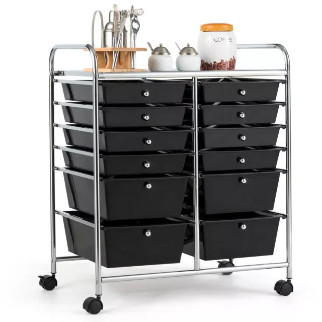 Giantex 12-Drawer Rolling Storage Trolley Utility Cart Paper File Organiser