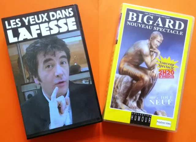 Lot de 2 cassettes VHS "Les yeux dans Lafesse" et "Bigard au gymnase"